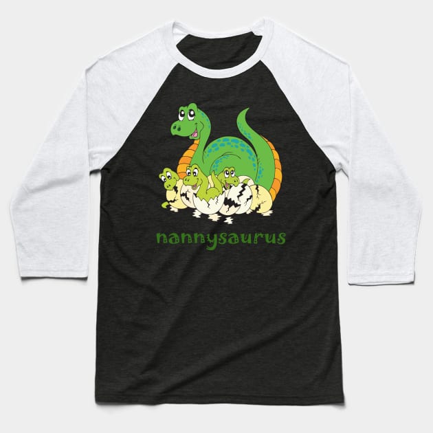 Nannysaurus Baseball T-Shirt by cdclocks